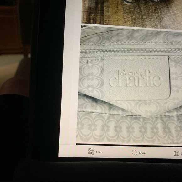 Charming Charlie grey quilted faux leather satchel / shoulder tote / bag / purse - Picture 7 of 7